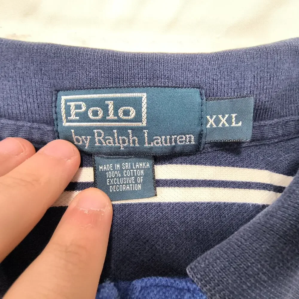 Polo by Ralph Lauren Short Sleeve Collared Polo Shirt Mens Size 2XL Navy White